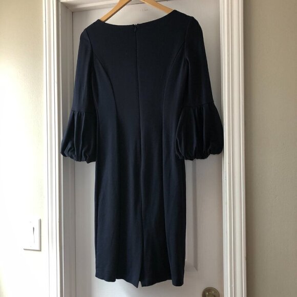Eliza J Navy Shift Dress with Puff Sleeve Sz 4 - Picture 4 of 6